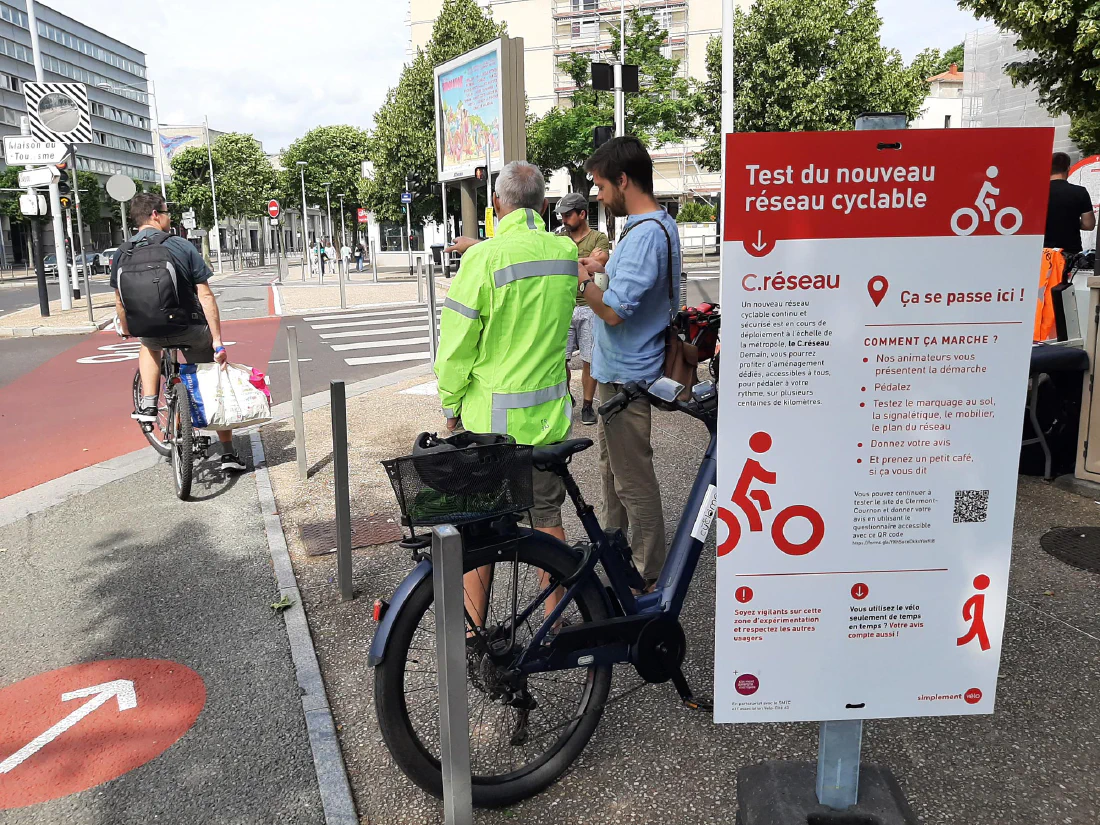 Expérimentation design pour le réseau cyclable de Clermont Auvergne Métropole